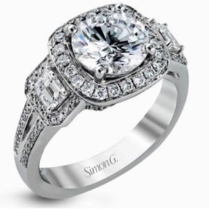 Simon G Halo Engagement Setting in 18k white gold. Great price! Gorgeous!
